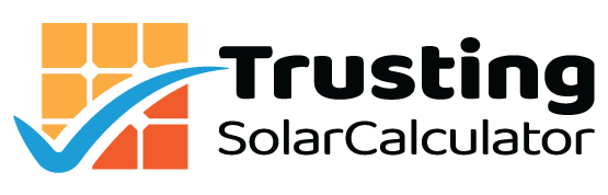 Trusting Solar Calculator logo, featuring a solar panel graphic and a checkmark.