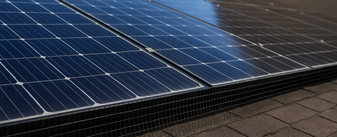 Pest guard mesh installed around rooftop solar panels to prevent birds and squirrels from causing fire hazards in NJ, NY, and CA.