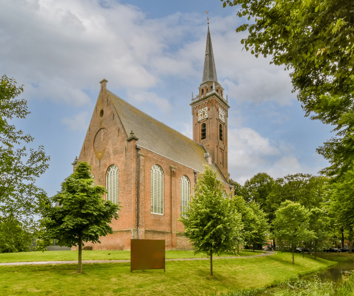a brick building with a clock tower
