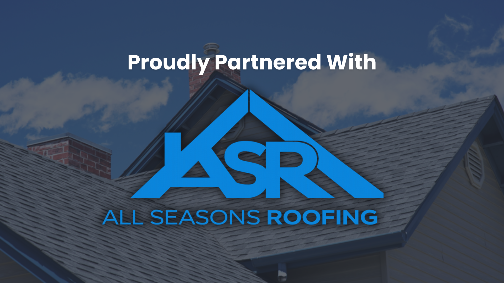 Proudly Partnered With All Seasons Roofing ASR logo on residential roof, roofing services partnership installation and repair solutions, trusted roofing contractor and home protection, Sea Bright Solar Proudly Partnered with All Seasons Rofoing Banner